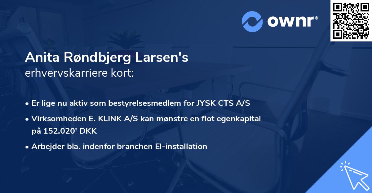 Anita Røndbjerg Larsen's erhvervskarriere kort