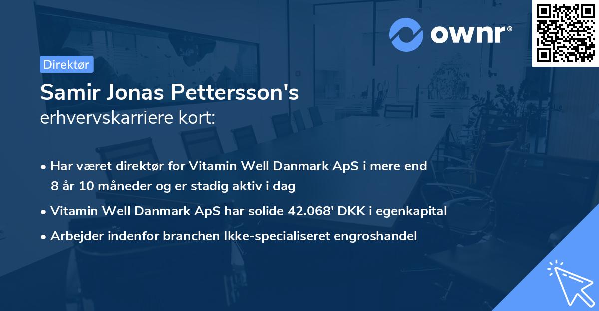 Samir Jonas Pettersson's erhvervskarriere kort