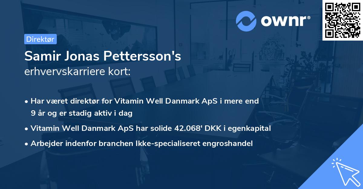 Samir Jonas Pettersson's erhvervskarriere kort