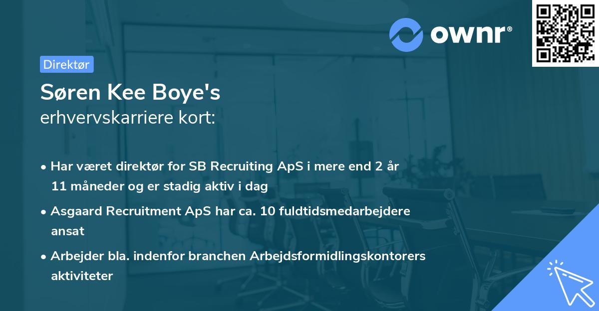 Søren Kee Boye's erhvervskarriere kort