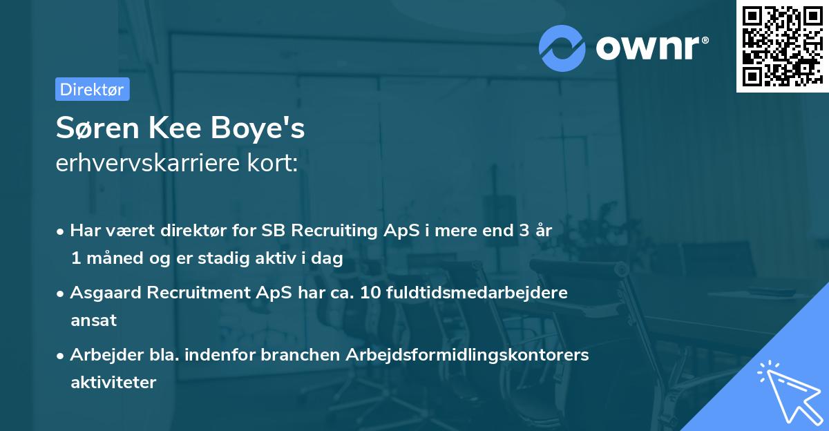 Søren Kee Boye's erhvervskarriere kort