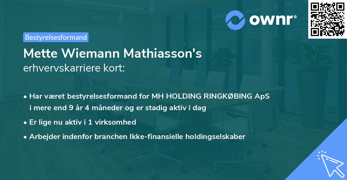 Mette Wiemann Mathiasson's erhvervskarriere kort