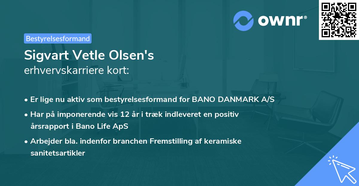 Sigvart Vetle Olsen's erhvervskarriere kort