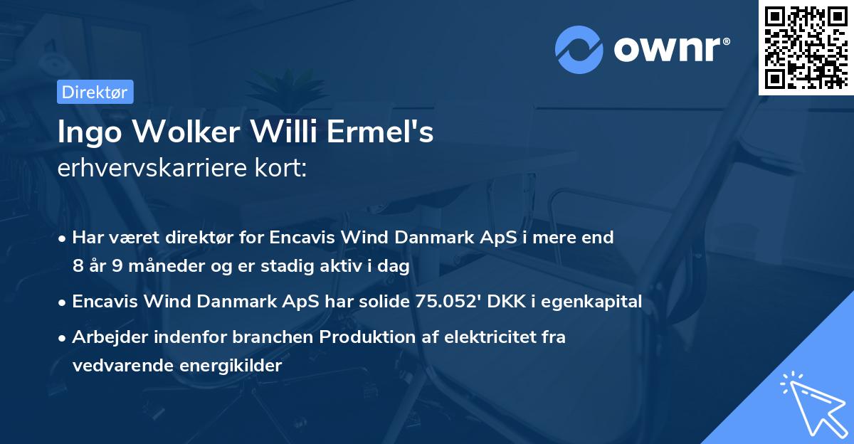 Ingo Wolker Willi Ermel's erhvervskarriere kort