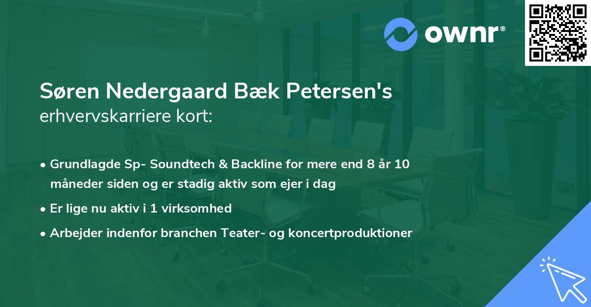 Søren Nedergaard Bæk Petersen's erhvervskarriere kort