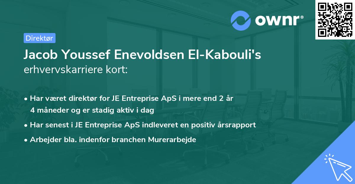 Jacob Youssef Enevoldsen El-Kabouli's erhvervskarriere kort