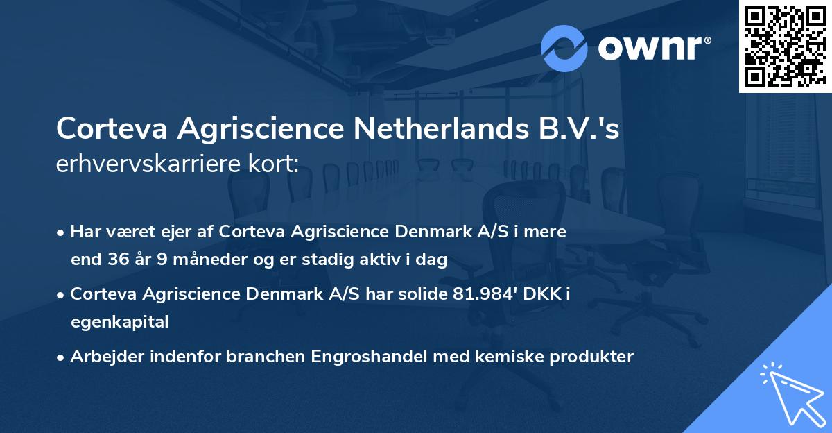 Corteva Agriscience Netherlands B.V.'s erhvervskarriere kort