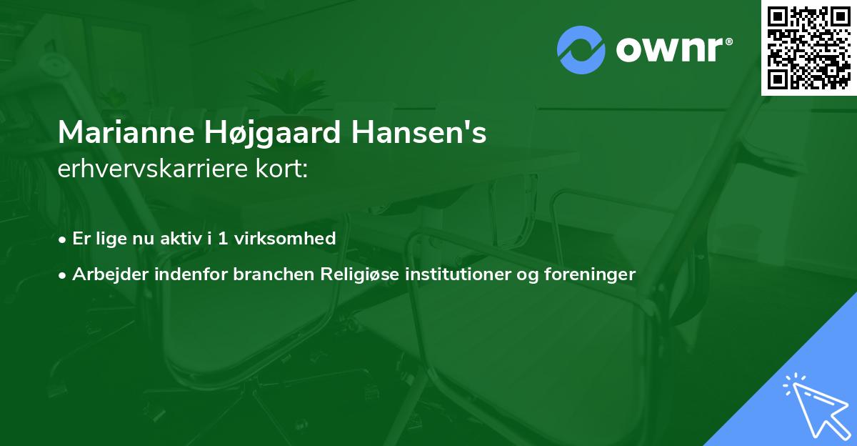 Marianne Højgaard Hansen's erhvervskarriere kort