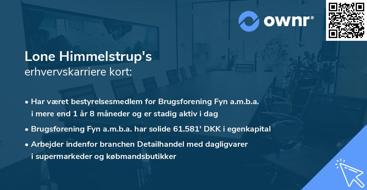 Lone Himmelstrup's erhvervskarriere kort