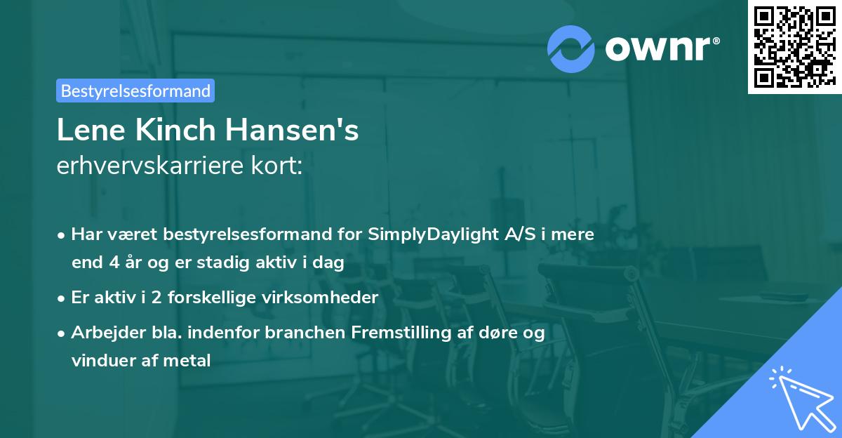 Lene Kinch Hansen's erhvervskarriere kort