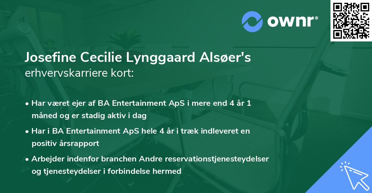 Josefine Cecilie Lynggaard Alsøer's erhvervskarriere kort