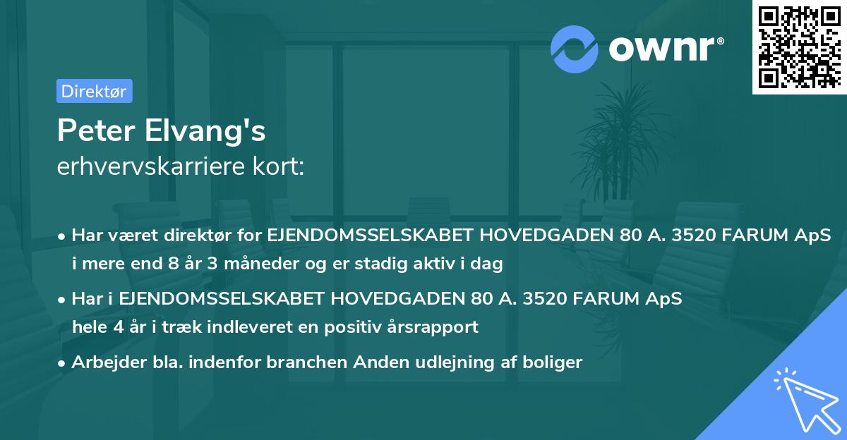 Peter Elvang's erhvervskarriere kort