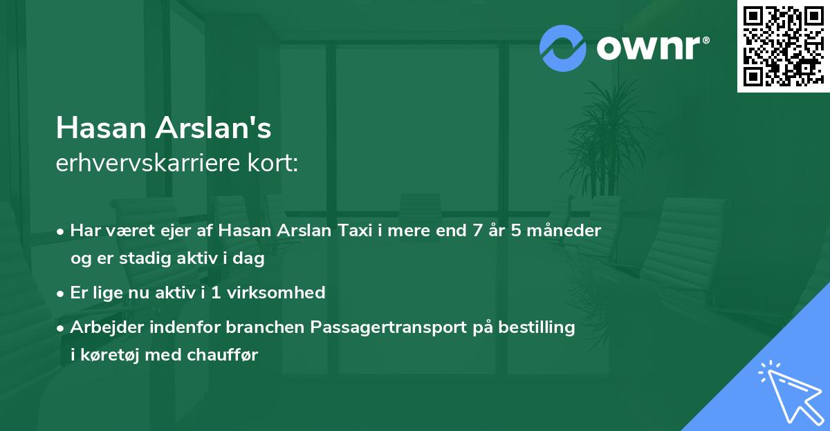 Hasan Arslan's erhvervskarriere kort