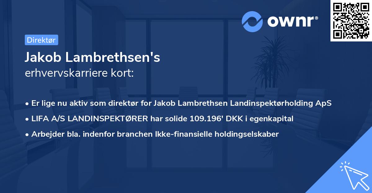 Jakob Lambrethsen's erhvervskarriere kort