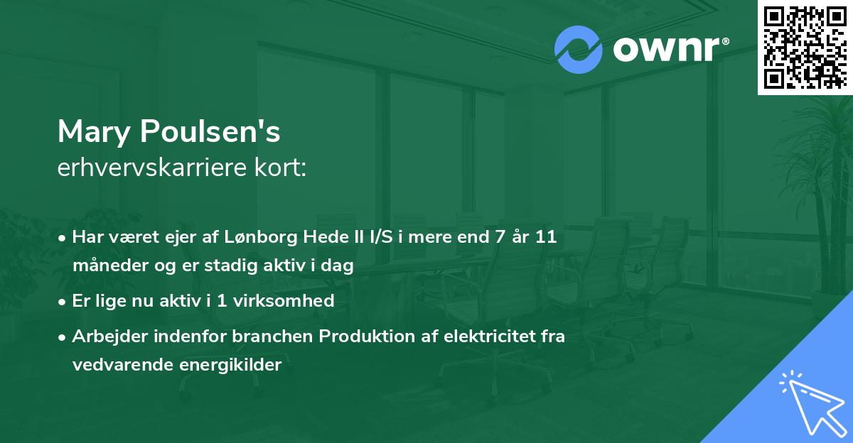 Mary Poulsen's erhvervskarriere kort