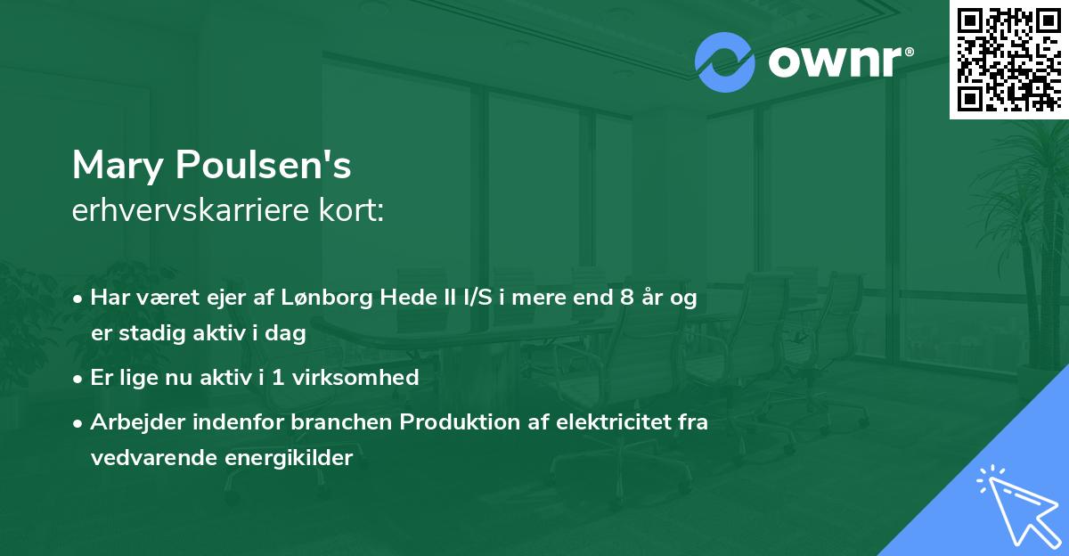 Mary Poulsen's erhvervskarriere kort