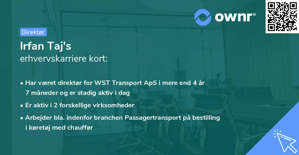 Irfan Taj's erhvervskarriere kort