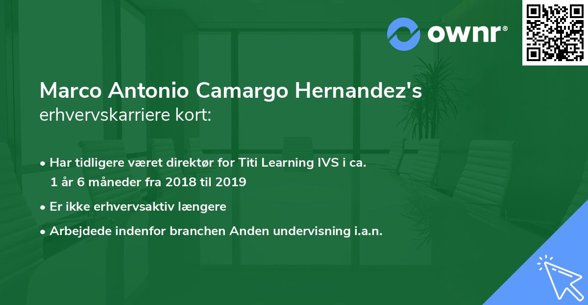 Marco Antonio Camargo Hernandez's erhvervskarriere kort