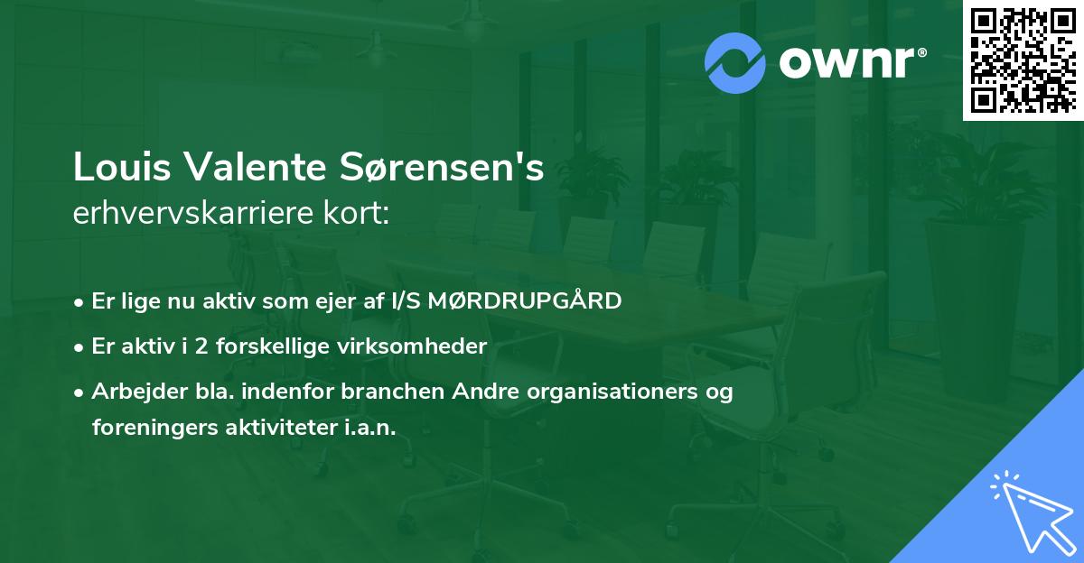 Louis Valente Sørensen's erhvervskarriere kort