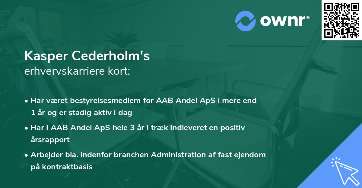 Kasper Cederholm's erhvervskarriere kort