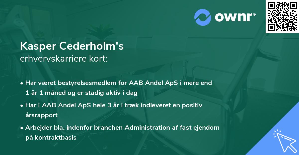 Kasper Cederholm's erhvervskarriere kort