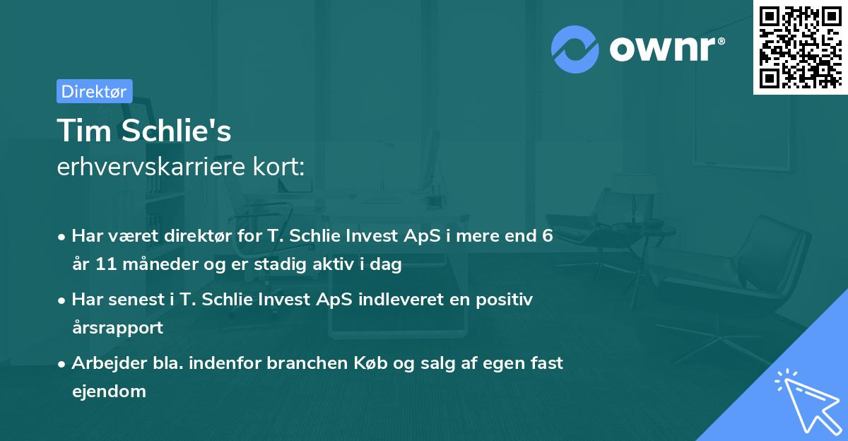 Tim Schlie's erhvervskarriere kort