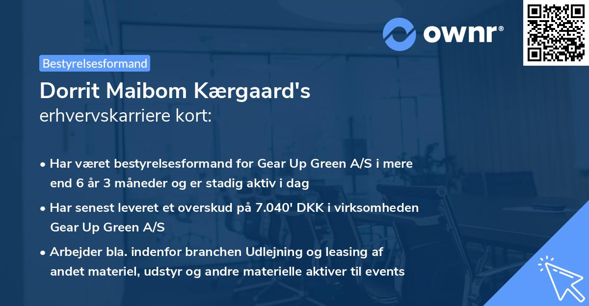 Dorrit Maibom Kærgaard's erhvervskarriere kort
