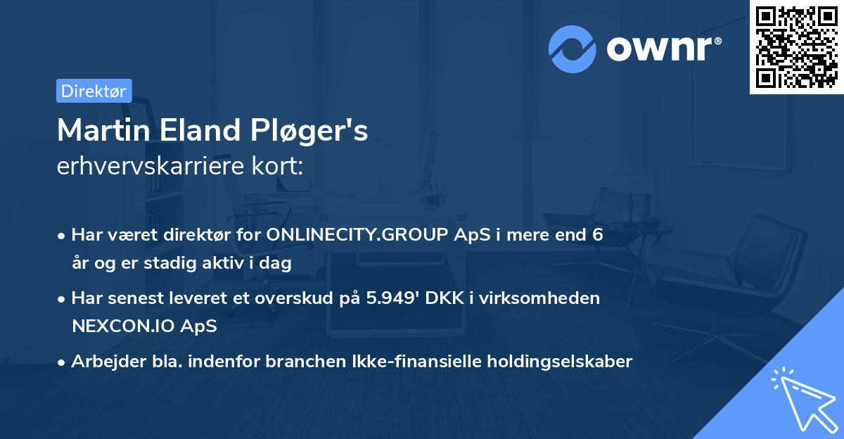 Martin Eland Pløger's erhvervskarriere kort