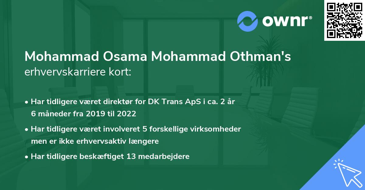 Mohammad Osama Mohammad Othman's erhvervskarriere kort