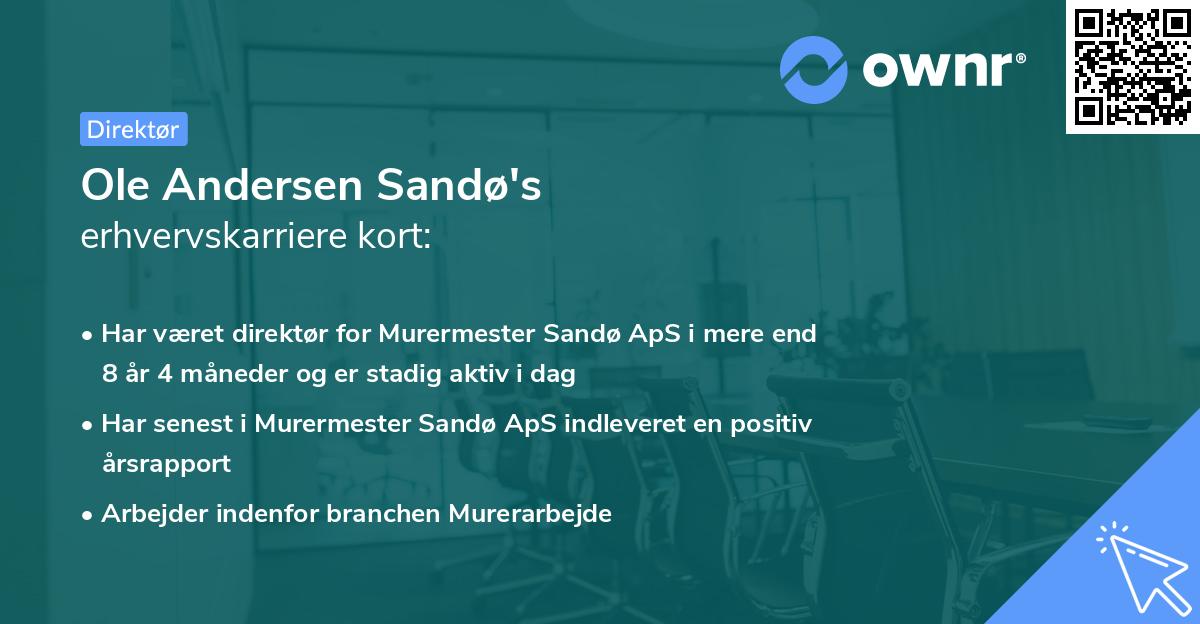 Ole Andersen Sandø's erhvervskarriere kort