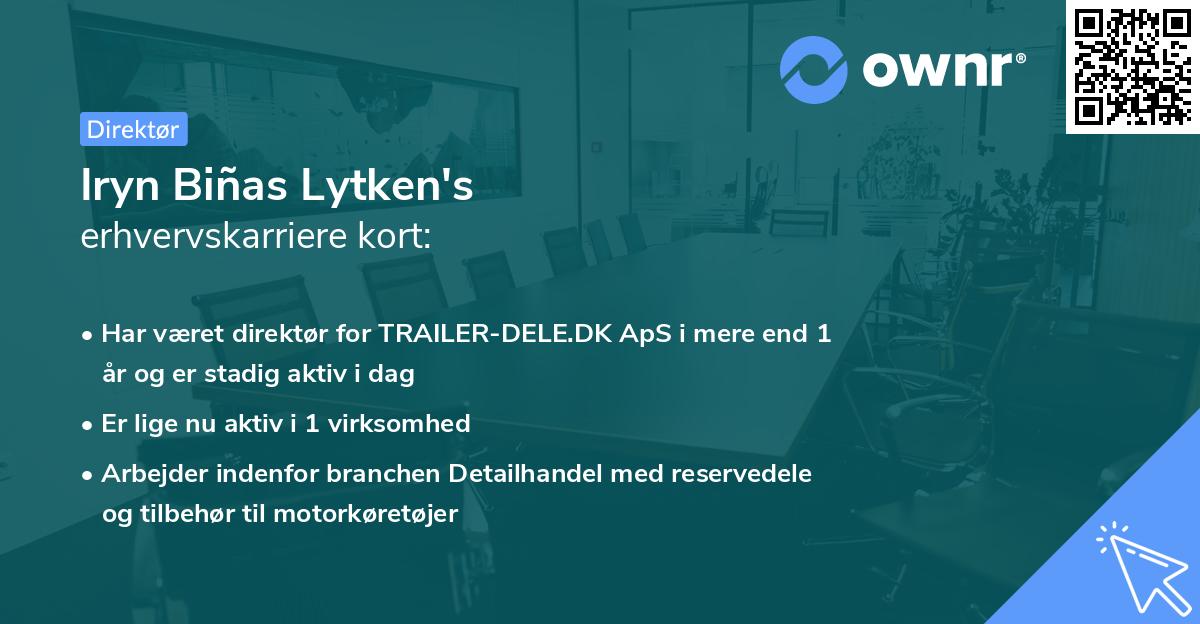 Iryn Biñas Lytken's erhvervskarriere kort