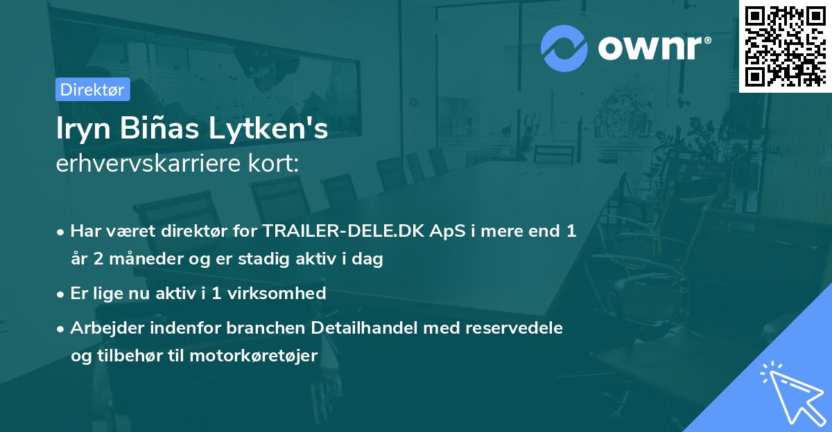 Iryn Biñas Lytken's erhvervskarriere kort
