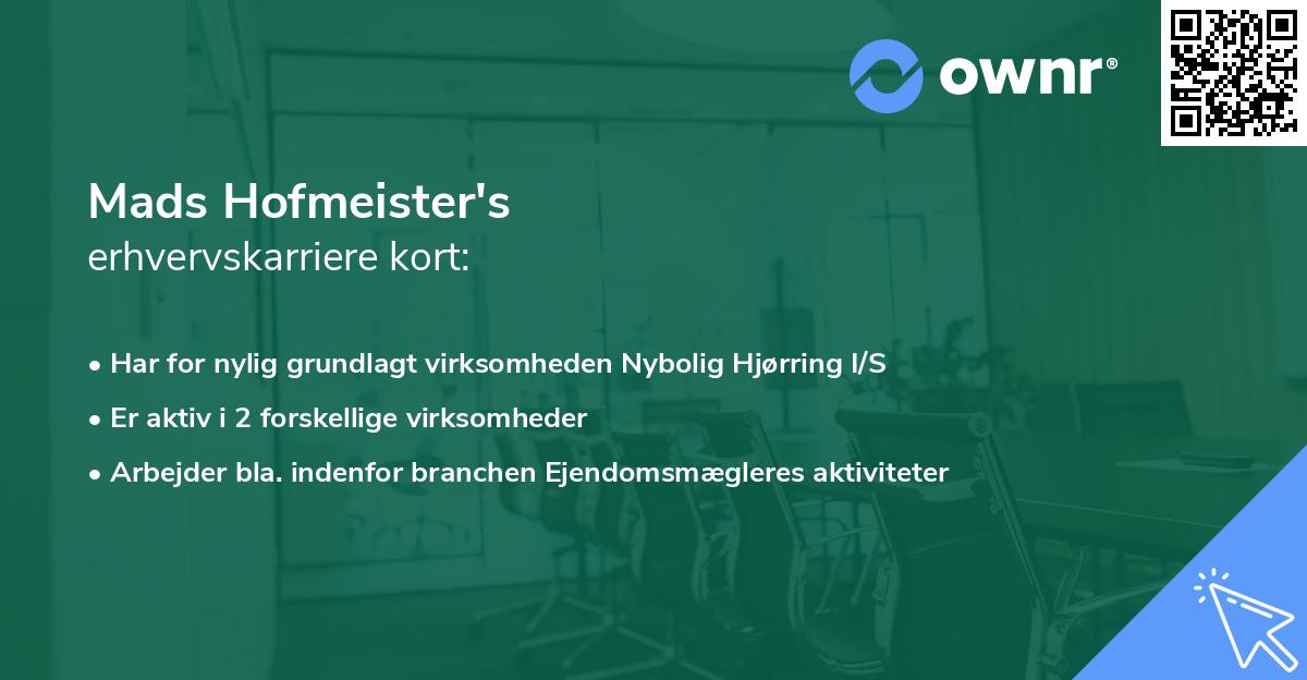 Mads Hofmeister's erhvervskarriere kort