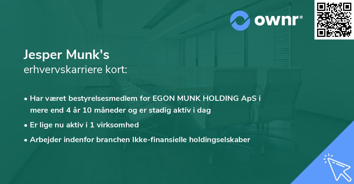 Jesper Munk's erhvervskarriere kort