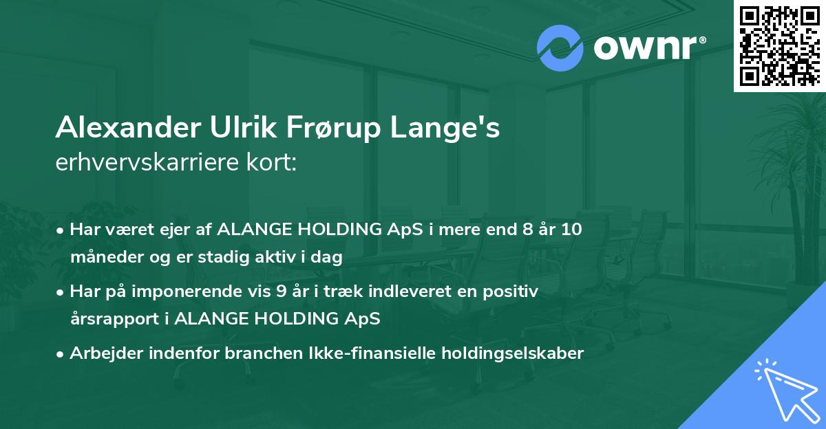 Alexander Ulrik Frørup Lange's erhvervskarriere kort
