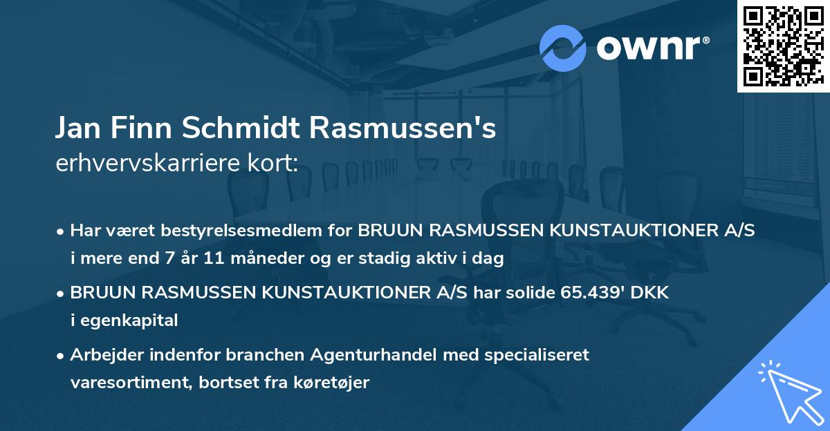 Jan Finn Schmidt Rasmussen's erhvervskarriere kort