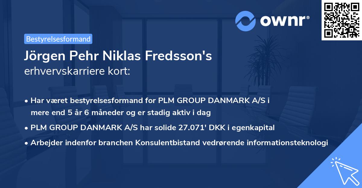 Jörgen Pehr Niklas Fredsson's erhvervskarriere kort