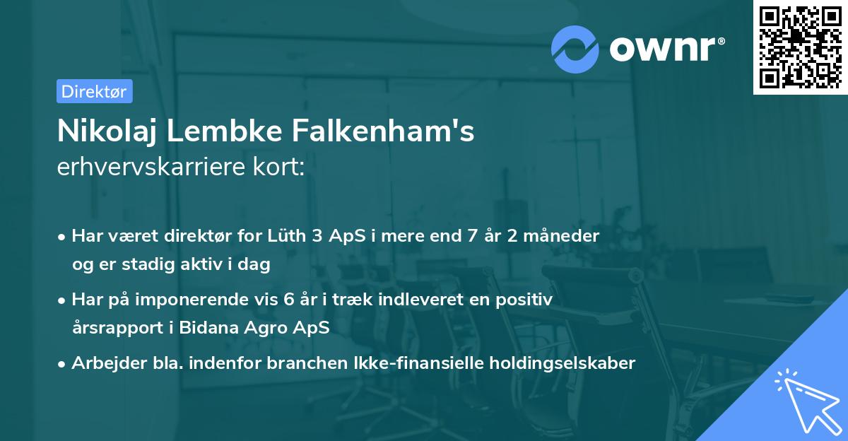 Nikolaj Lembke Falkenham's erhvervskarriere kort