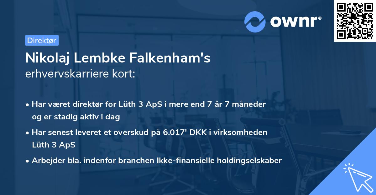 Nikolaj Lembke Falkenham's erhvervskarriere kort