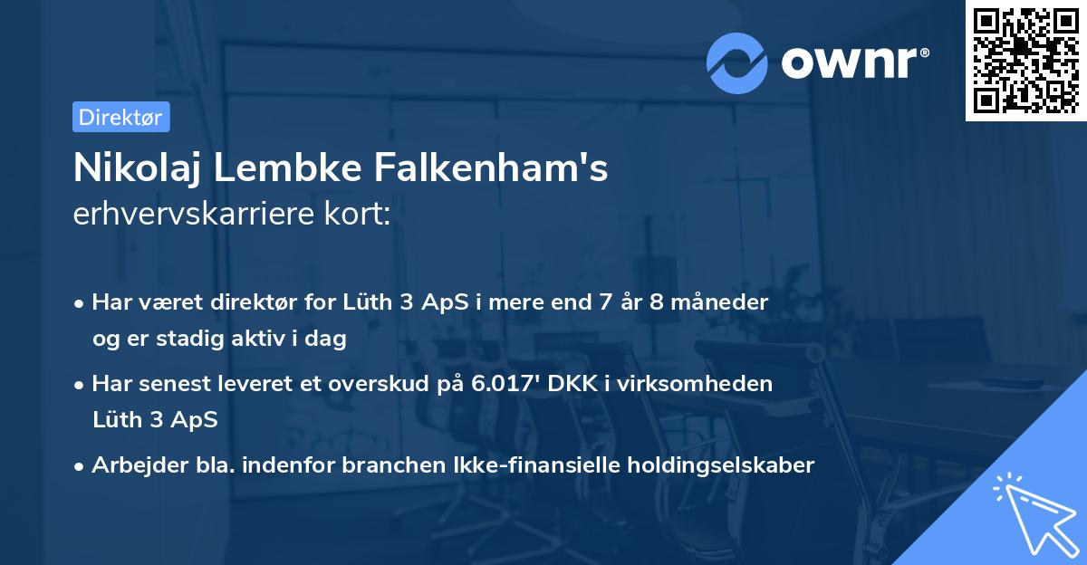 Nikolaj Lembke Falkenham's erhvervskarriere kort