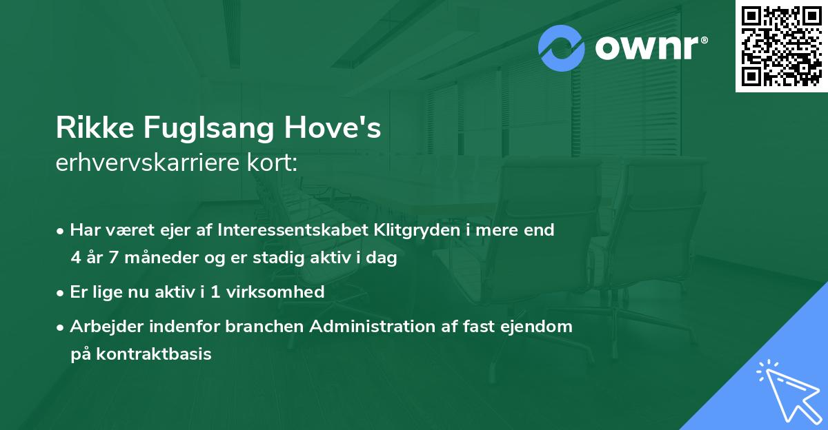 Rikke Fuglsang Hove's erhvervskarriere kort
