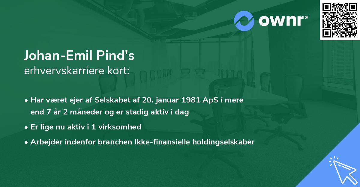 Johan-Emil Pind's erhvervskarriere kort