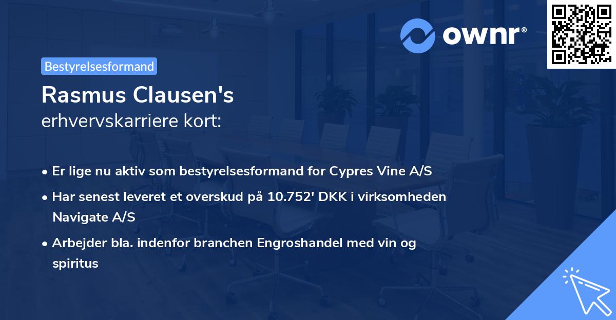 Rasmus Clausen's erhvervskarriere kort