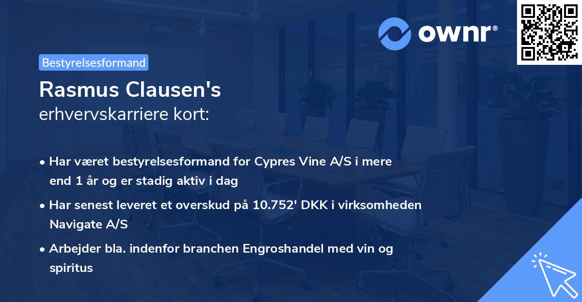 Rasmus Clausen's erhvervskarriere kort
