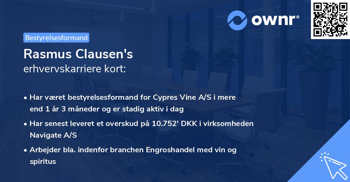 Rasmus Clausen's erhvervskarriere kort