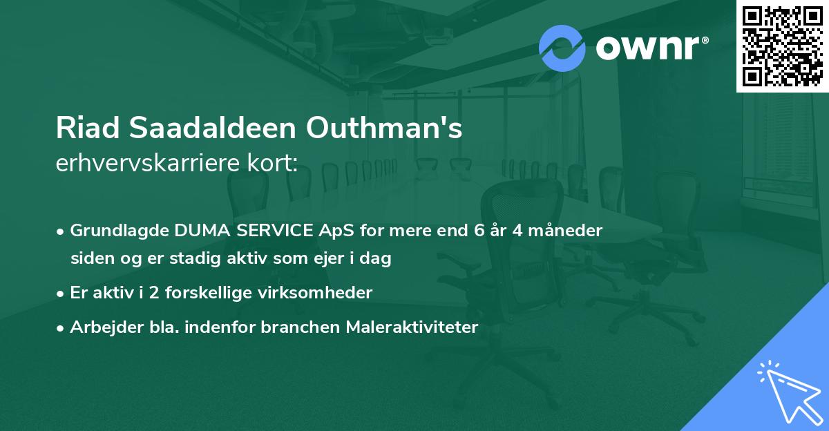 Riad Saadaldeen Outhman's erhvervskarriere kort