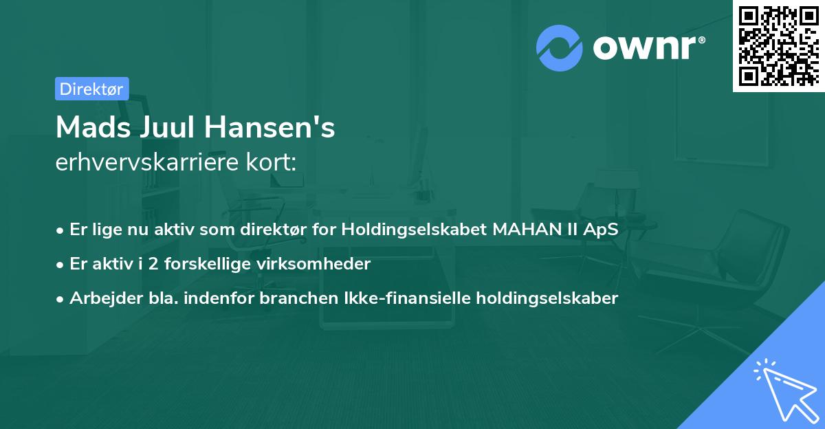 Mads Juul Hansen's erhvervskarriere kort