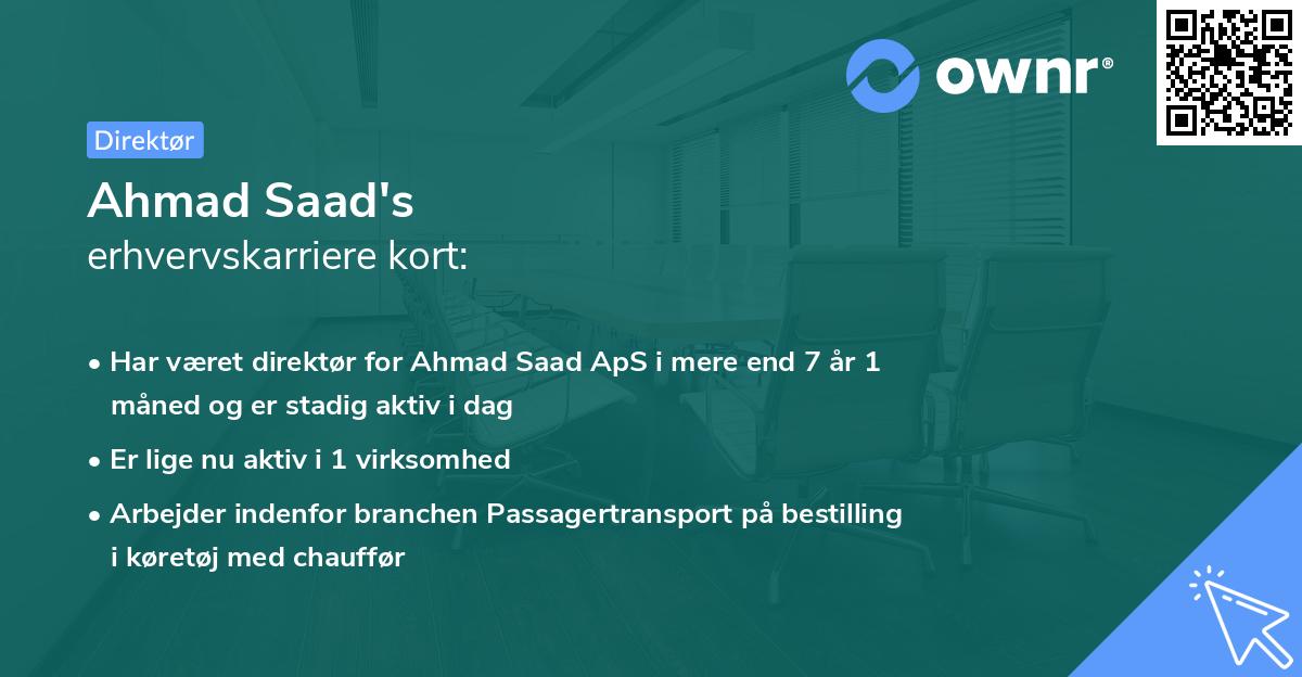 Ahmad Saad's erhvervskarriere kort