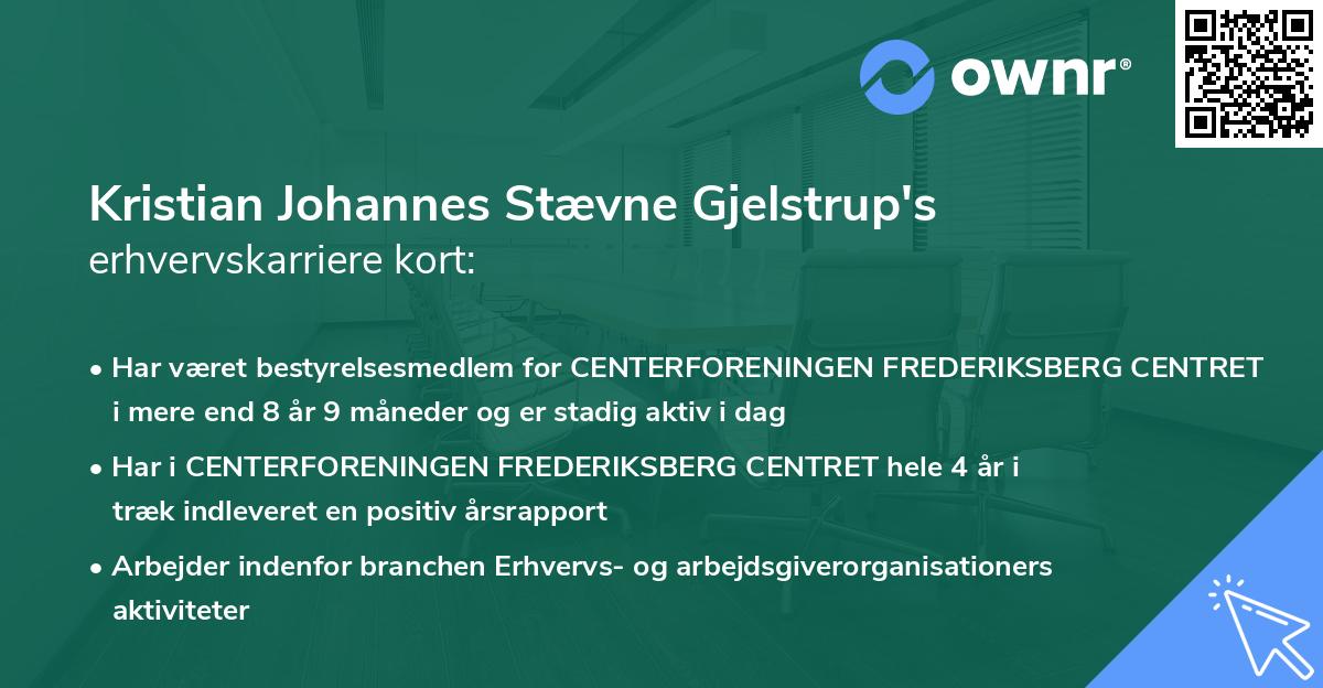 Kristian Johannes Stævne Gjelstrup's erhvervskarriere kort