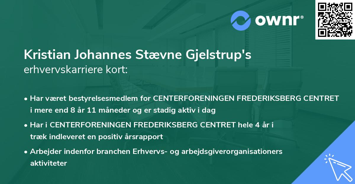 Kristian Johannes Stævne Gjelstrup's erhvervskarriere kort